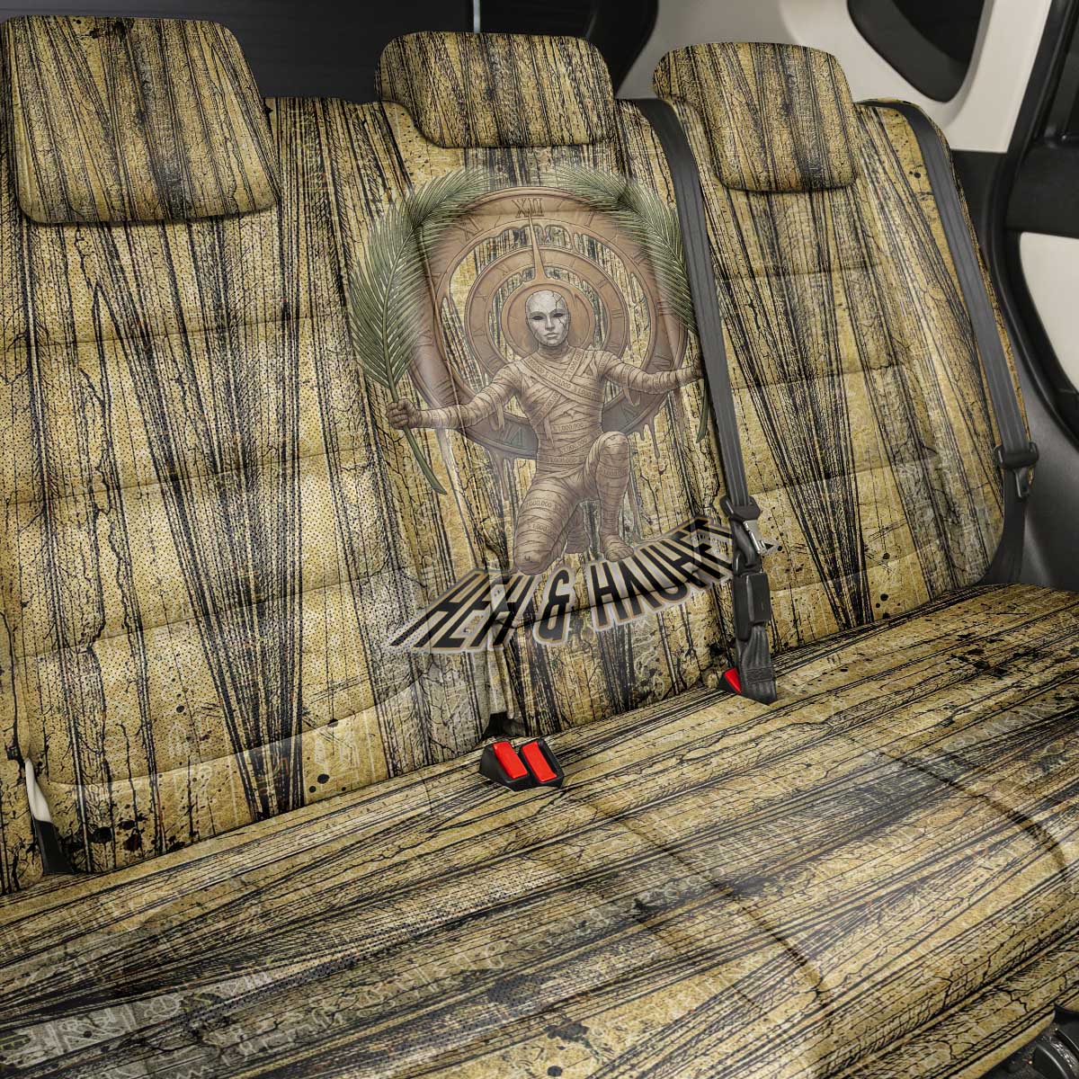 Heh and Hauhet Egyptian Back Car Seat Cover Timeless Gods Design Infinity Serpent and Divine Balance Ancient