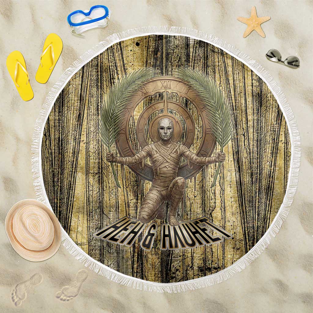 Heh and Hauhet Egyptian Beach Blanket Timeless Gods Design Infinity Serpent and Divine Balance Ancient
