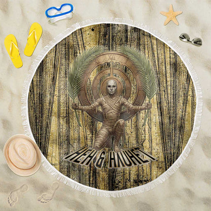 Heh and Hauhet Egyptian Beach Blanket Timeless Gods Design Infinity Serpent and Divine Balance Ancient