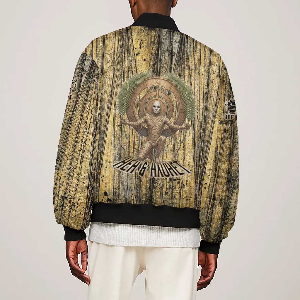 Heh and Hauhet Egyptian Bomber Jacket Timeless Gods Design Infinity Serpent and Divine Balance Ancient