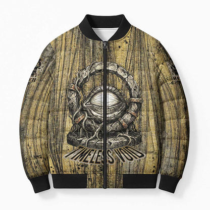 Heh and Hauhet Egyptian Bomber Puffer Jacket Timeless Gods Design Infinity Serpent and Divine Balance Ancient