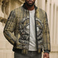 Heh and Hauhet Egyptian Bomber Puffer Jacket Timeless Gods Design Infinity Serpent and Divine Balance Ancient