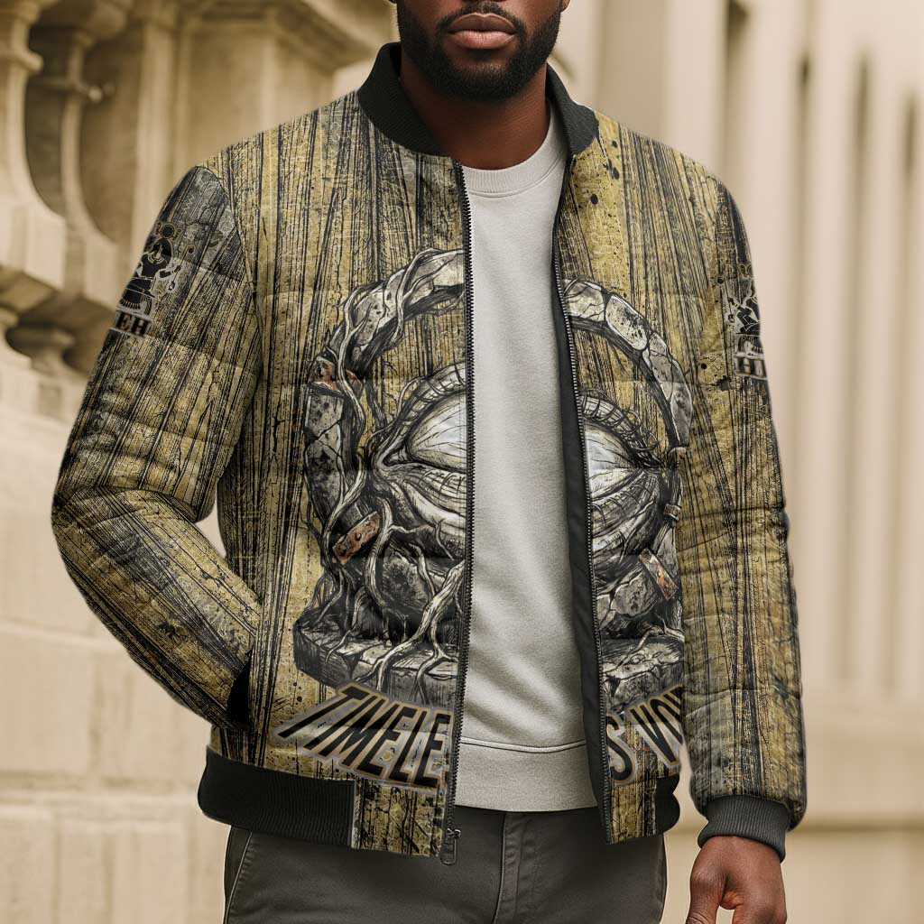 Heh and Hauhet Egyptian Bomber Puffer Jacket Timeless Gods Design Infinity Serpent and Divine Balance Ancient