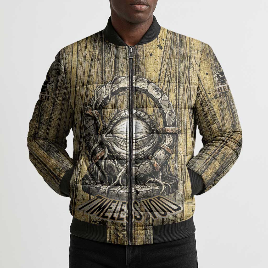 Heh and Hauhet Egyptian Bomber Puffer Jacket Timeless Gods Design Infinity Serpent and Divine Balance Ancient