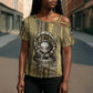 Heh and Hauhet Egyptian Cross Shoulder Shirt Timeless Gods Design Infinity Serpent and Divine Balance Ancient