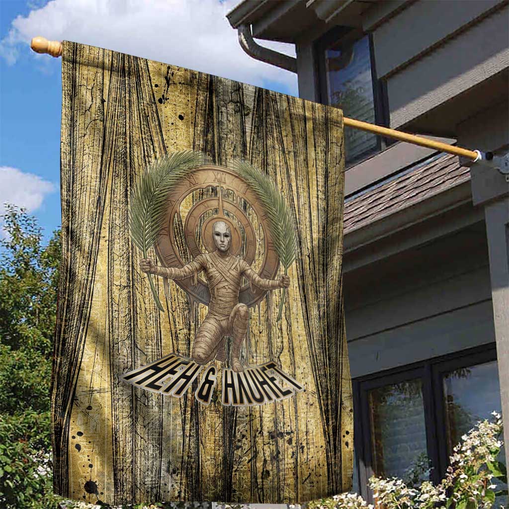 Heh and Hauhet Egyptian Garden Flag Timeless Gods Design Infinity Serpent and Divine Balance Ancient