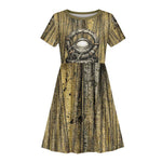 Heh and Hauhet Egyptian Kid Short Sleeve Dress Timeless Gods Design Infinity Serpent and Divine Balance Ancient