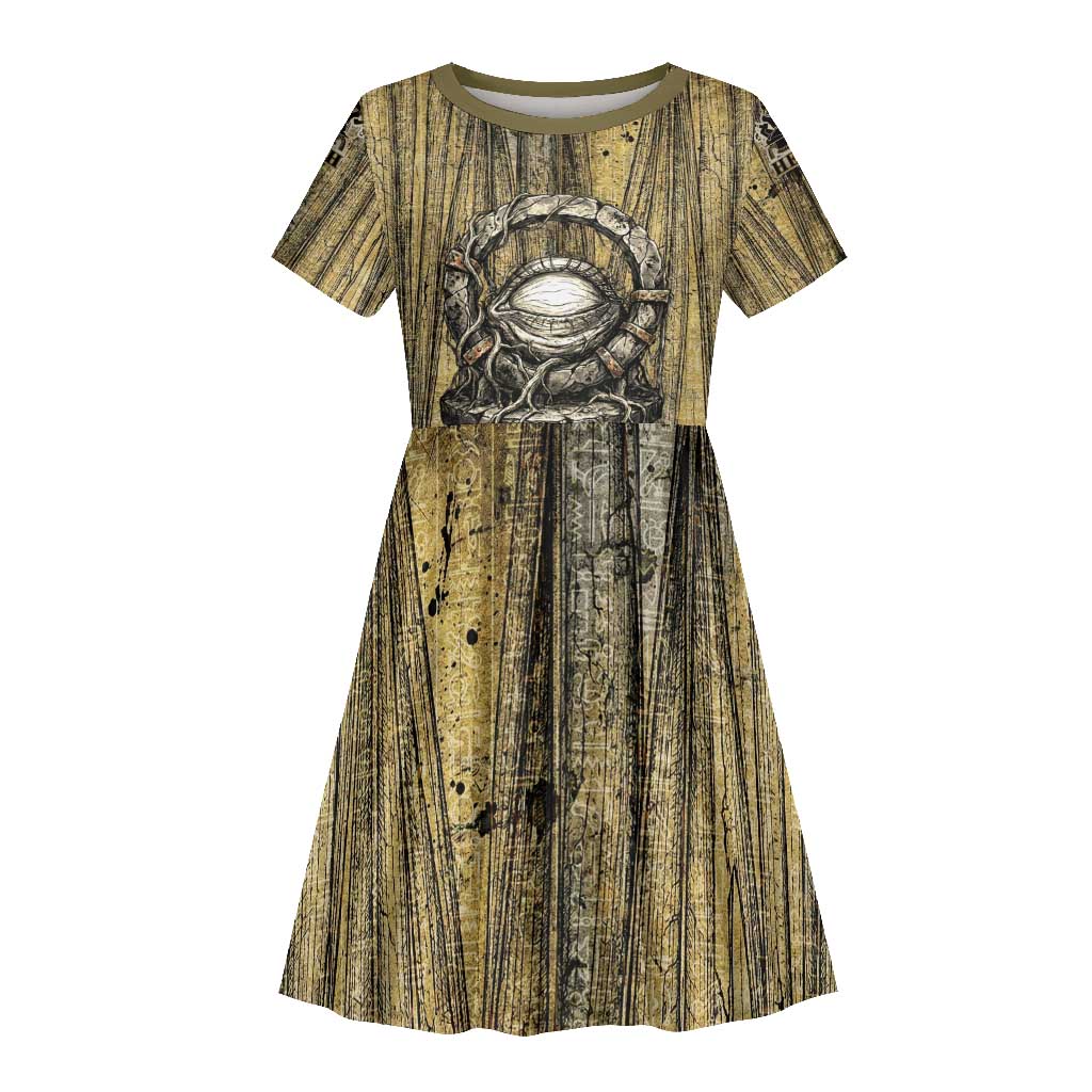 Heh and Hauhet Egyptian Kid Short Sleeve Dress Timeless Gods Design Infinity Serpent and Divine Balance Ancient