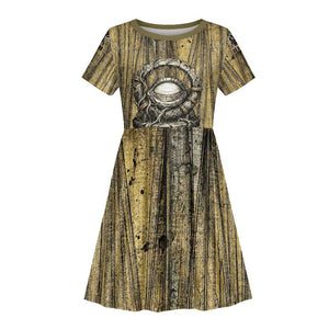 Heh and Hauhet Egyptian Kid Short Sleeve Dress Timeless Gods Design Infinity Serpent and Divine Balance Ancient