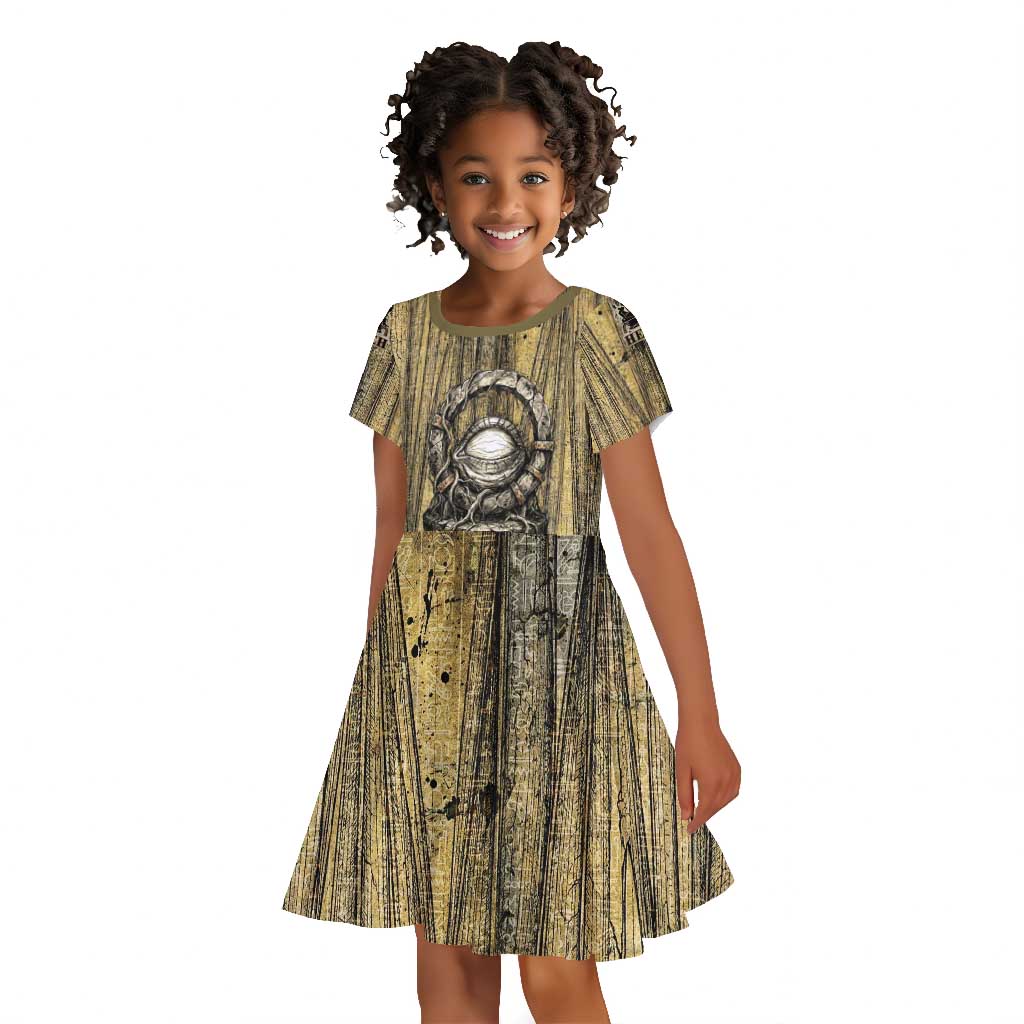 Heh and Hauhet Egyptian Kid Short Sleeve Dress Timeless Gods Design Infinity Serpent and Divine Balance Ancient