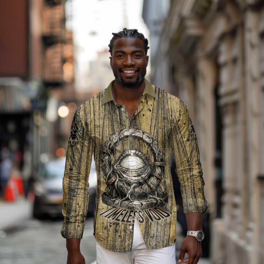 Heh and Hauhet Egyptian Long Sleeve Button Shirt Timeless Gods Design Infinity Serpent and Divine Balance Ancient