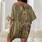 Heh and Hauhet Egyptian Off Shoulder Short Dress Timeless Gods Design Infinity Serpent and Divine Balance Ancient