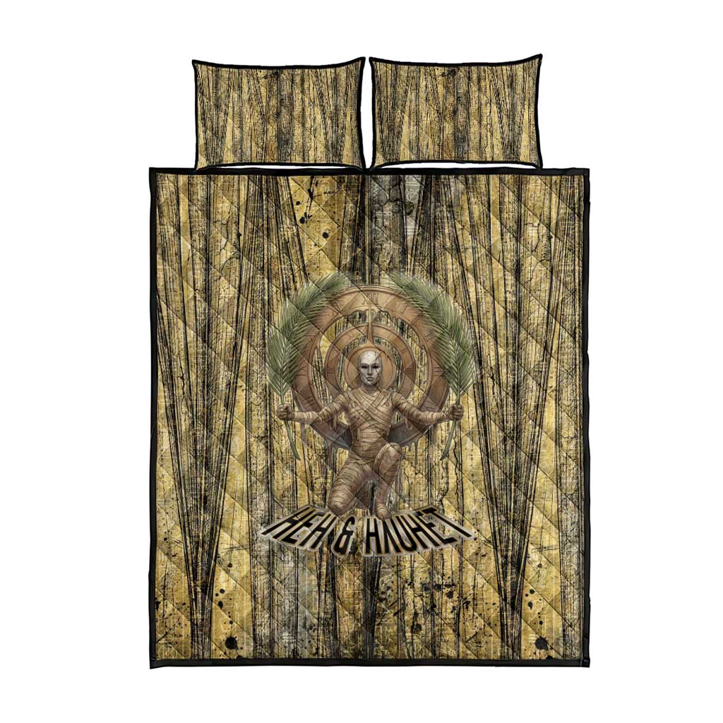 Heh and Hauhet Egyptian Quilt Bed Set Timeless Gods Design Infinity Serpent and Divine Balance Ancient