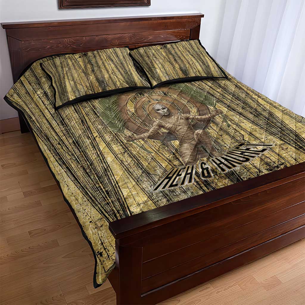 Heh and Hauhet Egyptian Quilt Bed Set Timeless Gods Design Infinity Serpent and Divine Balance Ancient