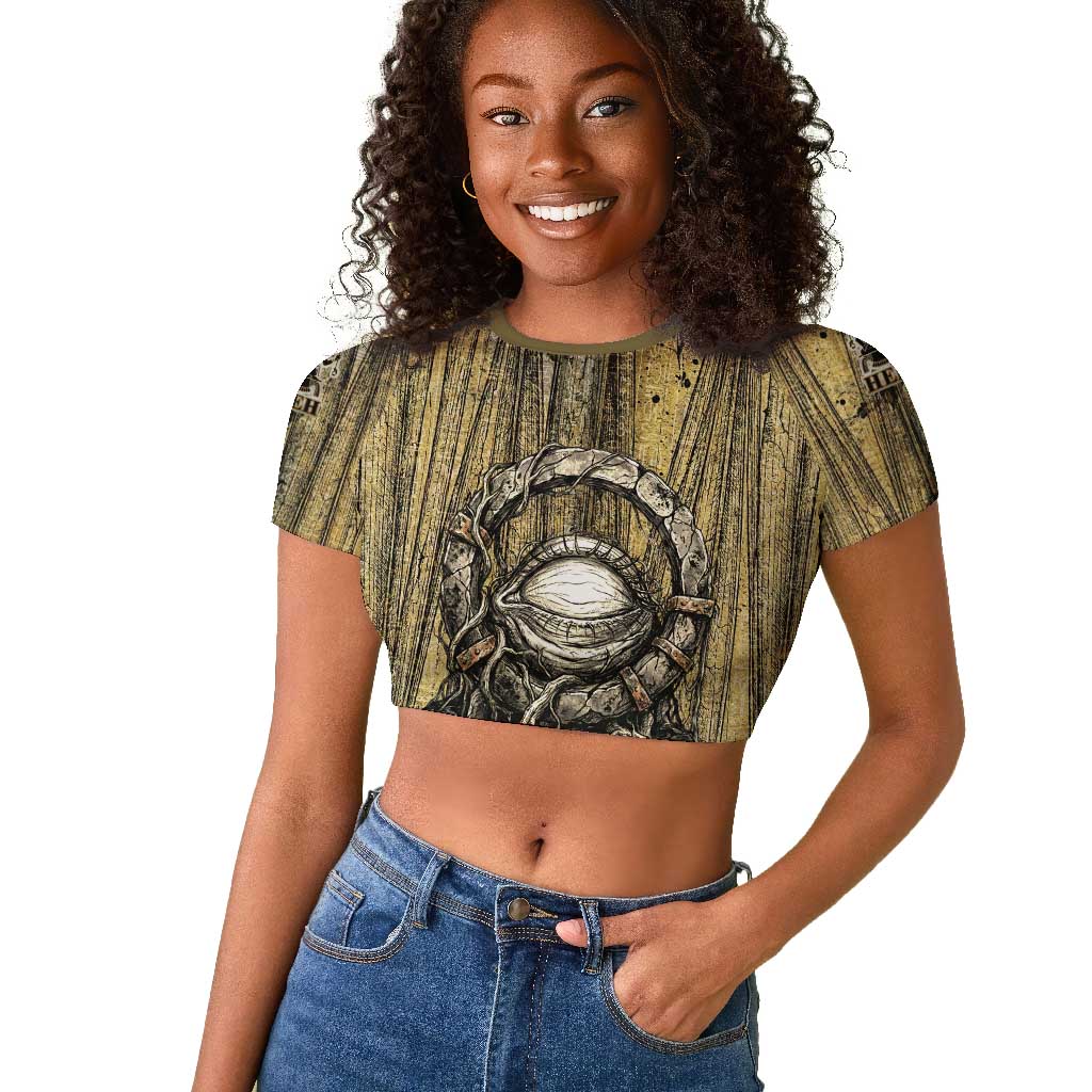 Heh and Hauhet Egyptian Raglan Cropped T shirt Timeless Gods Design Infinity Serpent and Divine Balance Ancient