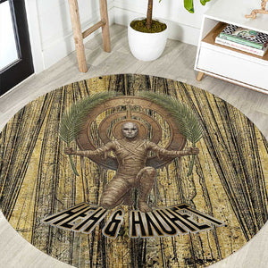 Heh and Hauhet Egyptian Round Carpet Timeless Gods Design Infinity Serpent and Divine Balance Ancient