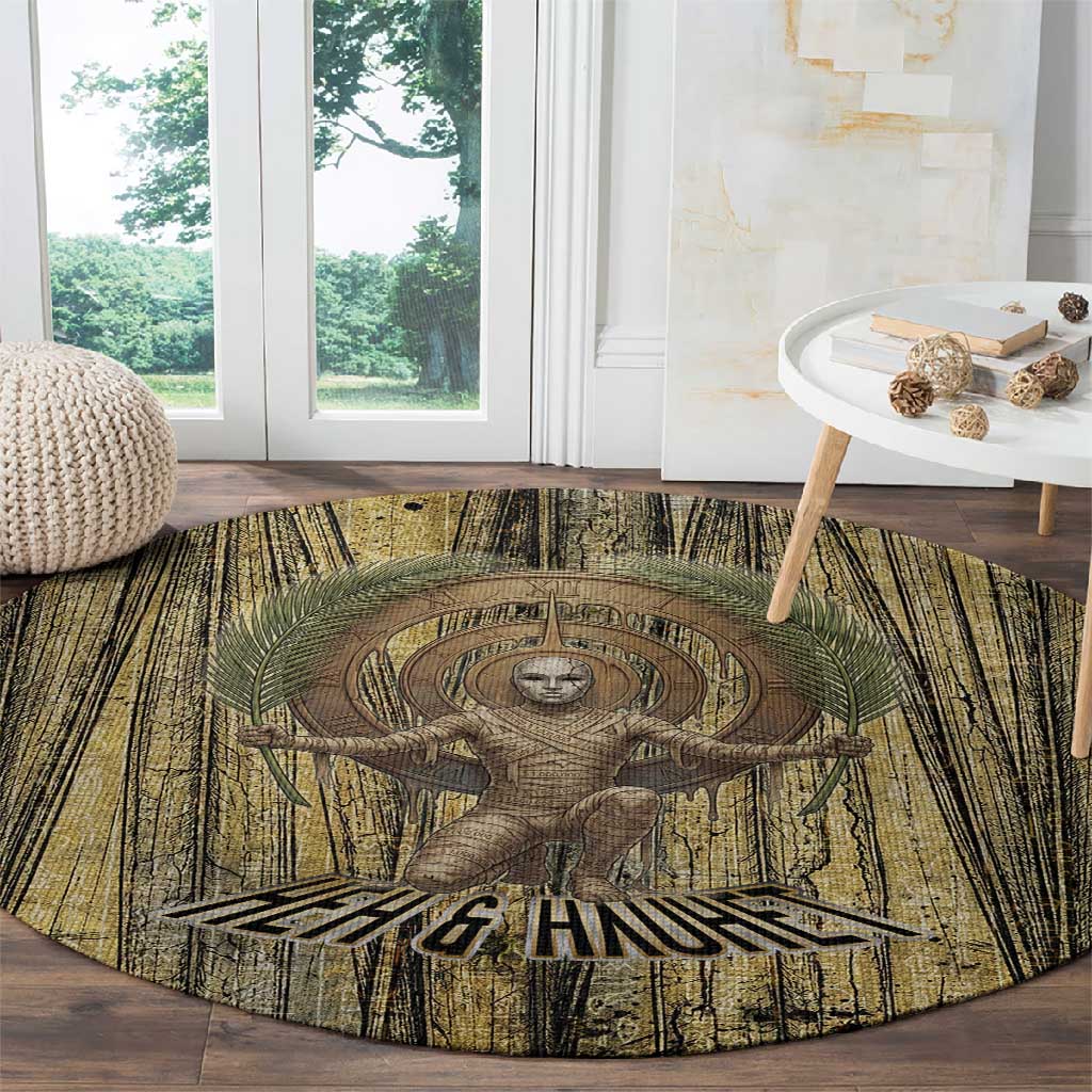 Heh and Hauhet Egyptian Round Carpet Timeless Gods Design Infinity Serpent and Divine Balance Ancient