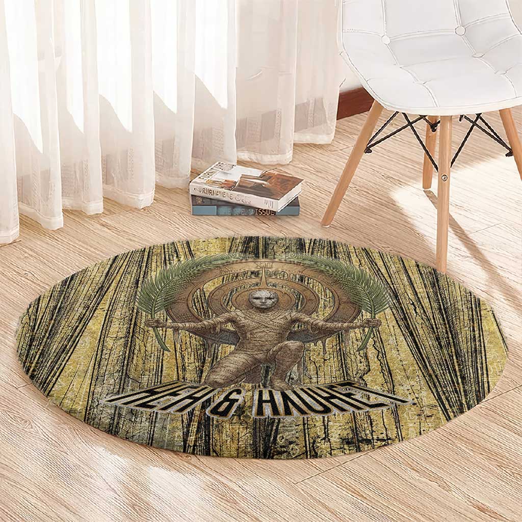 Heh and Hauhet Egyptian Round Carpet Timeless Gods Design Infinity Serpent and Divine Balance Ancient