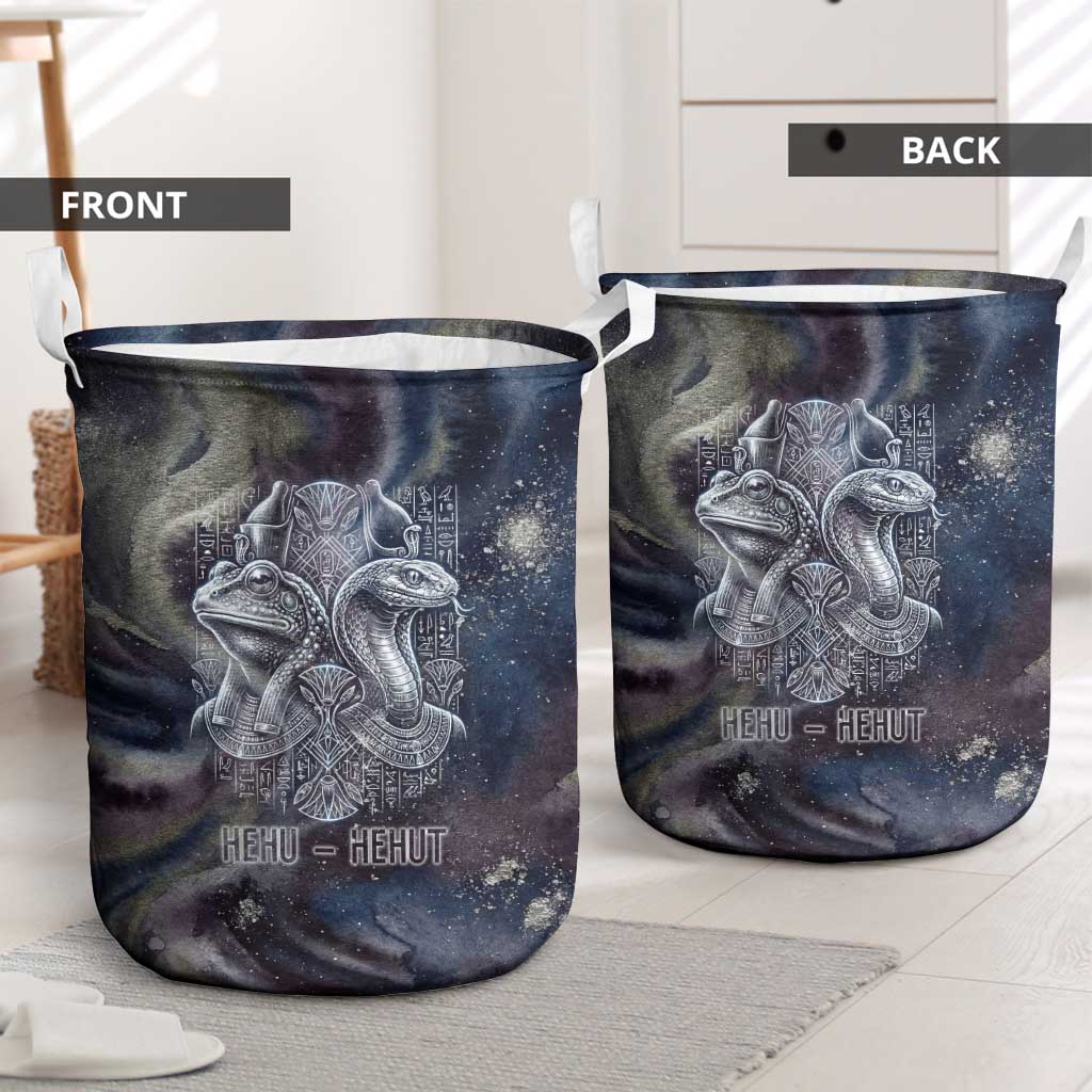 Egyptian Heh and Hauhet Laundry Basket Serpent Duo Design Cosmic Infinity and Eternal Balance Motif