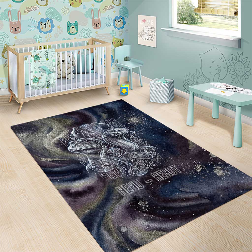 Egyptian Heh and Hauhet Area Rug Serpent Duo Design Cosmic Infinity and Eternal Balance Motif