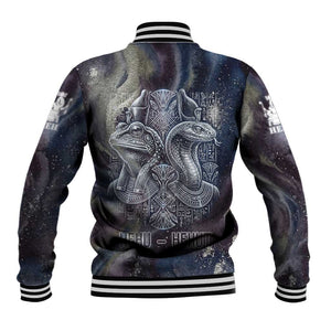 Egyptian Heh and Hauhet Baseball Jacket Serpent Duo Design Cosmic Infinity and Eternal Balance Motif