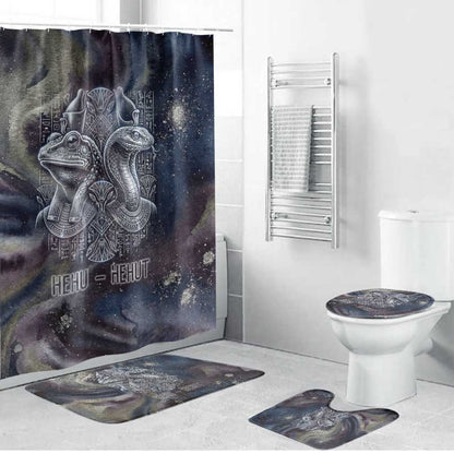 Egyptian Heh and Hauhet Bathroom Set Serpent Duo Design Cosmic Infinity and Eternal Balance Motif