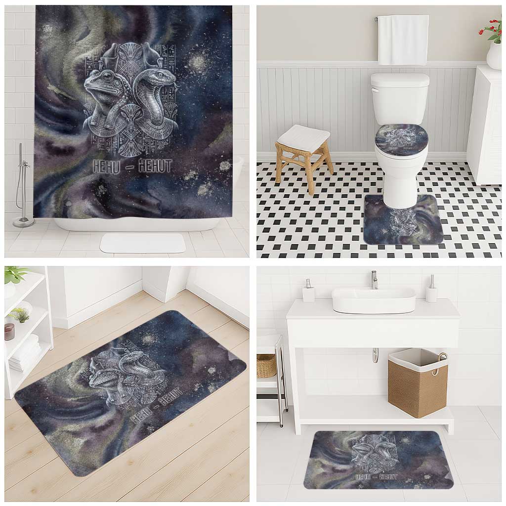 Egyptian Heh and Hauhet Bathroom Set Serpent Duo Design Cosmic Infinity and Eternal Balance Motif