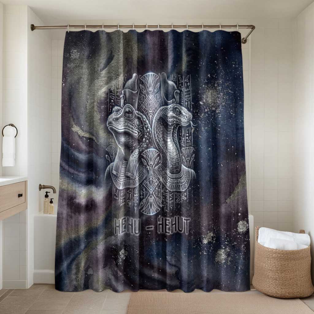 Egyptian Heh and Hauhet Bathroom Set Serpent Duo Design Cosmic Infinity and Eternal Balance Motif