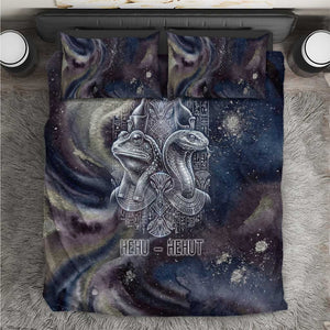 Egyptian Heh and Hauhet Bedding Set Serpent Duo Design Cosmic Infinity and Eternal Balance Motif
