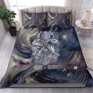 Egyptian Heh and Hauhet Bedding Set Serpent Duo Design Cosmic Infinity and Eternal Balance Motif