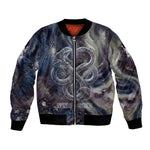 Egyptian Heh and Hauhet Bomber Jacket Serpent Duo Design Cosmic Infinity and Eternal Balance Motif