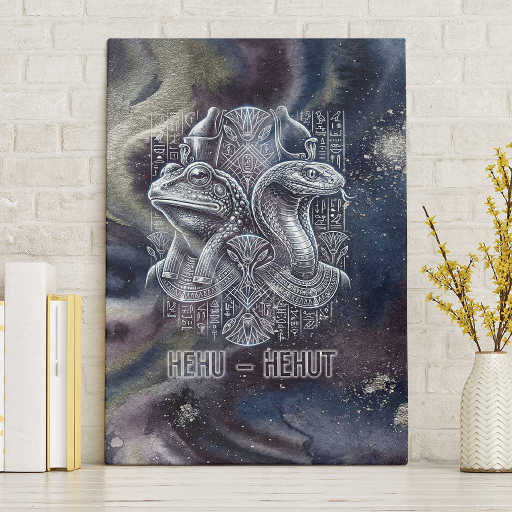 Egyptian Heh and Hauhet Canvas Wall Art Serpent Duo Design Cosmic Infinity and Eternal Balance Motif