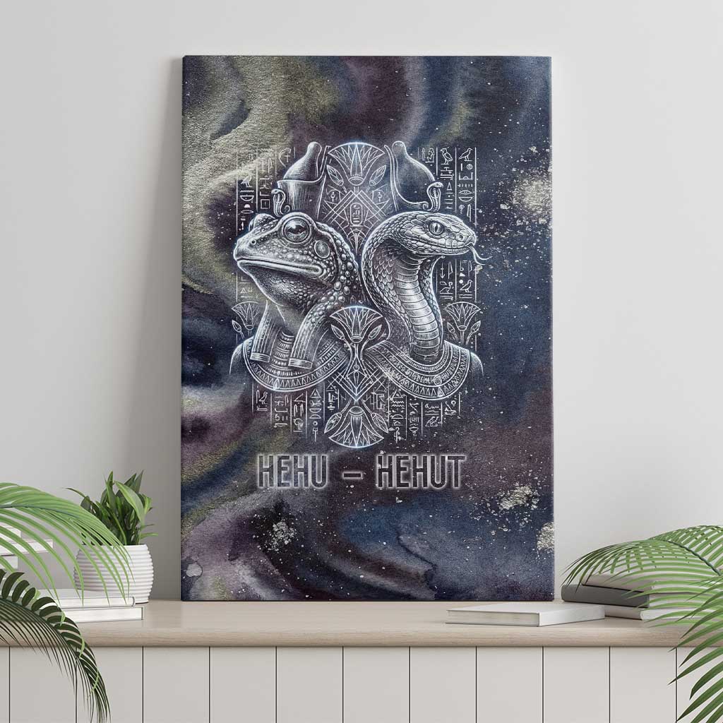 Egyptian Heh and Hauhet Canvas Wall Art Serpent Duo Design Cosmic Infinity and Eternal Balance Motif