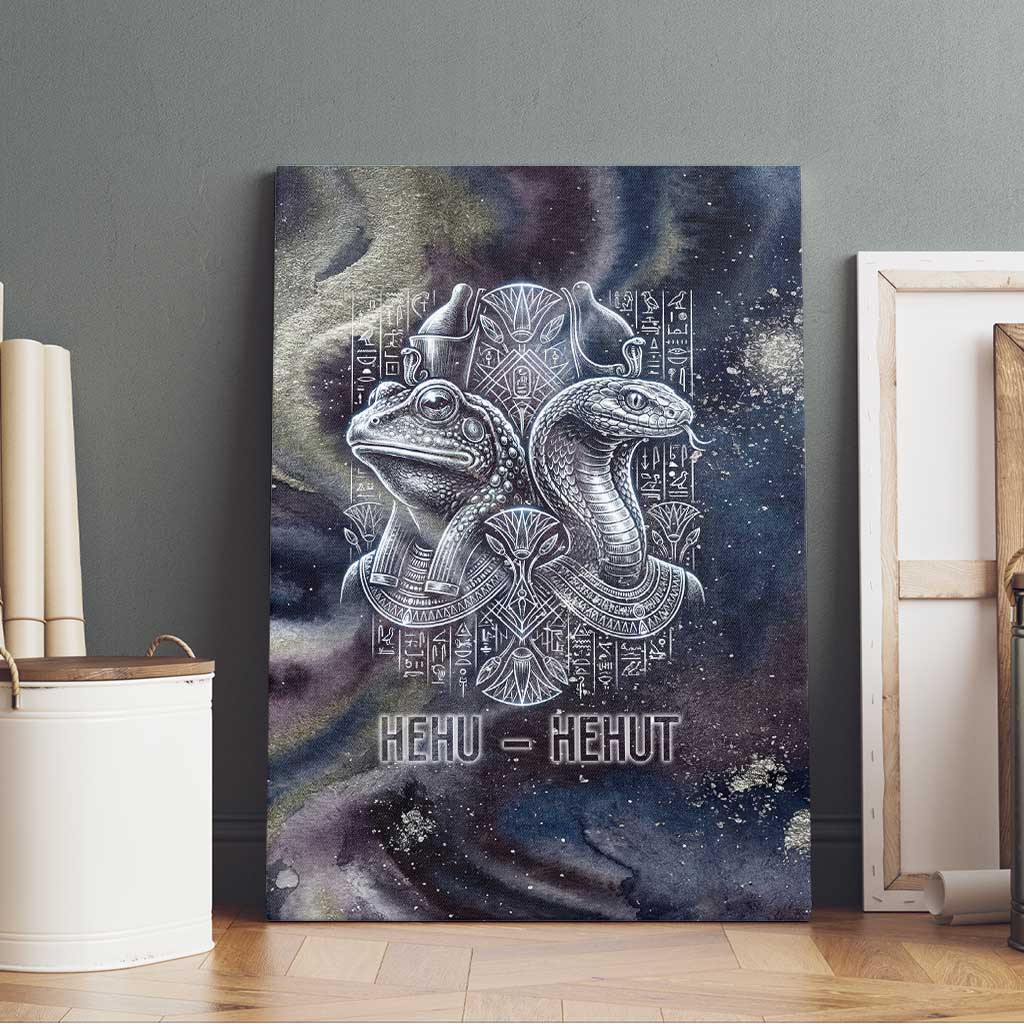 Egyptian Heh and Hauhet Canvas Wall Art Serpent Duo Design Cosmic Infinity and Eternal Balance Motif