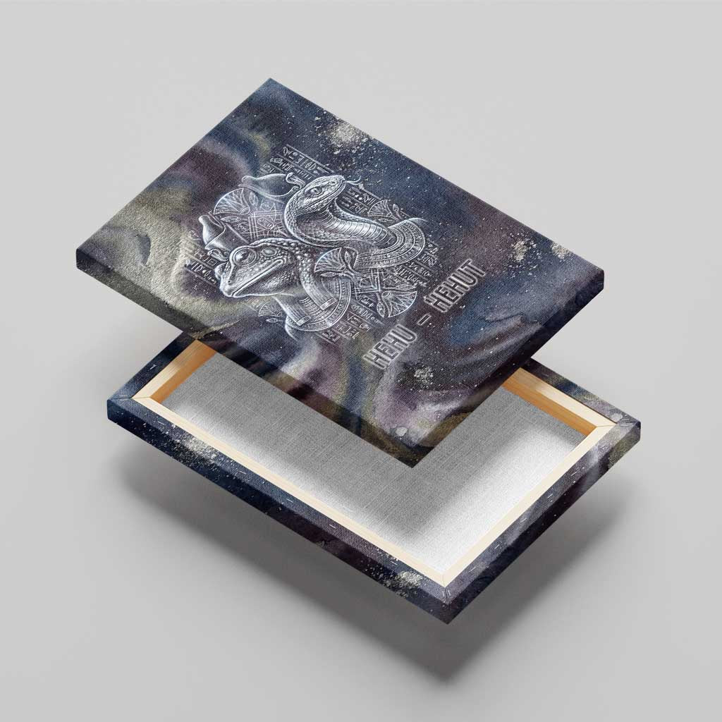 Egyptian Heh and Hauhet Canvas Wall Art Serpent Duo Design Cosmic Infinity and Eternal Balance Motif