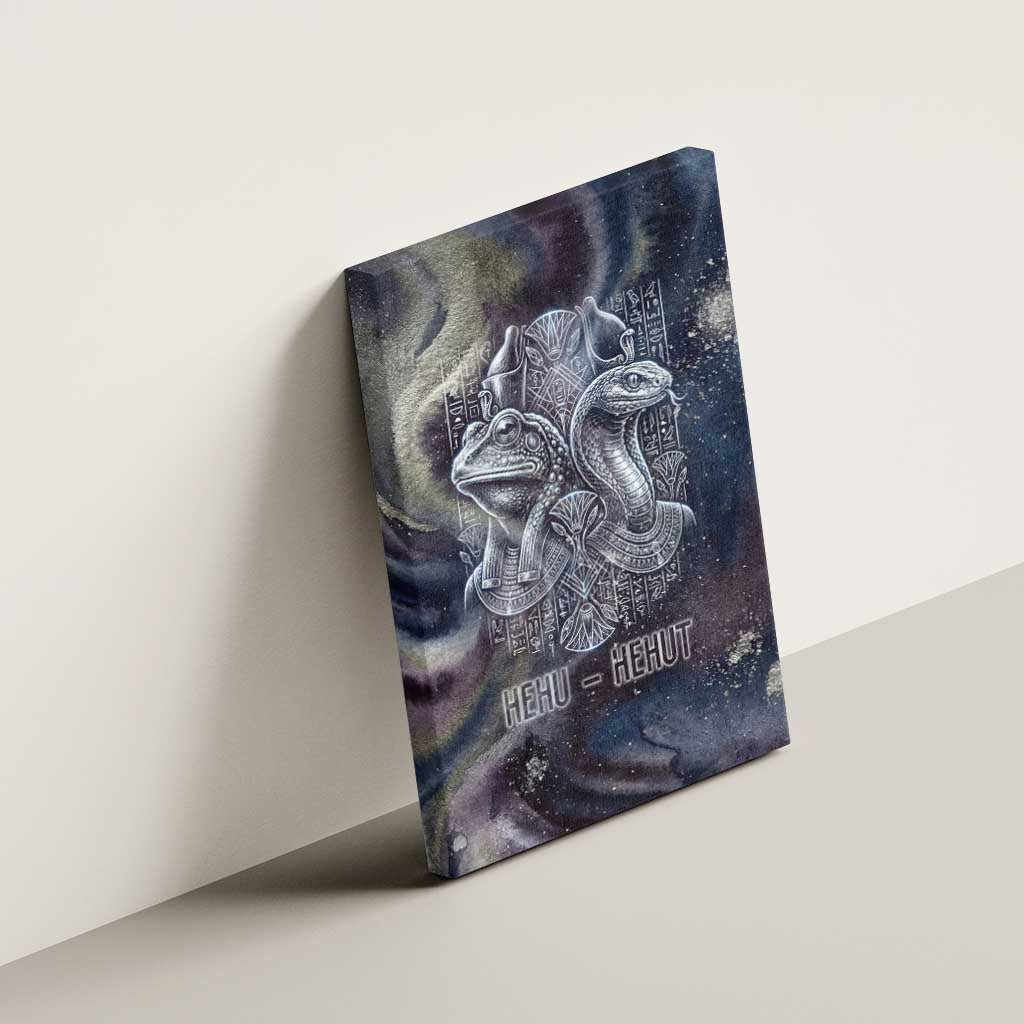 Egyptian Heh and Hauhet Canvas Wall Art Serpent Duo Design Cosmic Infinity and Eternal Balance Motif
