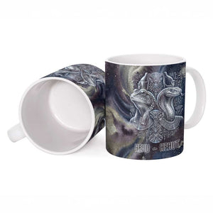 Egyptian Heh and Hauhet Ceramic Mug Serpent Duo Design Cosmic Infinity and Eternal Balance Motif