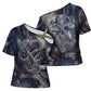 Egyptian Heh and Hauhet Cross Shoulder Shirt Serpent Duo Design Cosmic Infinity and Eternal Balance Motif
