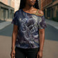 Egyptian Heh and Hauhet Cross Shoulder Shirt Serpent Duo Design Cosmic Infinity and Eternal Balance Motif
