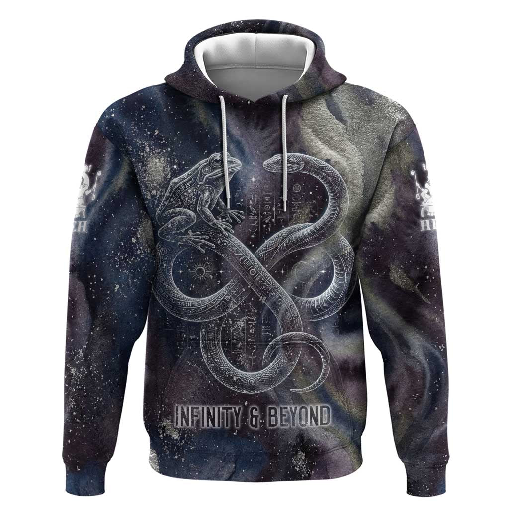 Egyptian Heh and Hauhet Hoodie Serpent Duo Design Cosmic Infinity and Eternal Balance Motif