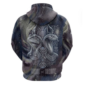 Egyptian Heh and Hauhet Hoodie Serpent Duo Design Cosmic Infinity and Eternal Balance Motif