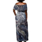 Egyptian Heh and Hauhet Off Shoulder Maxi Dress Serpent Duo Design Cosmic Infinity and Eternal Balance Motif