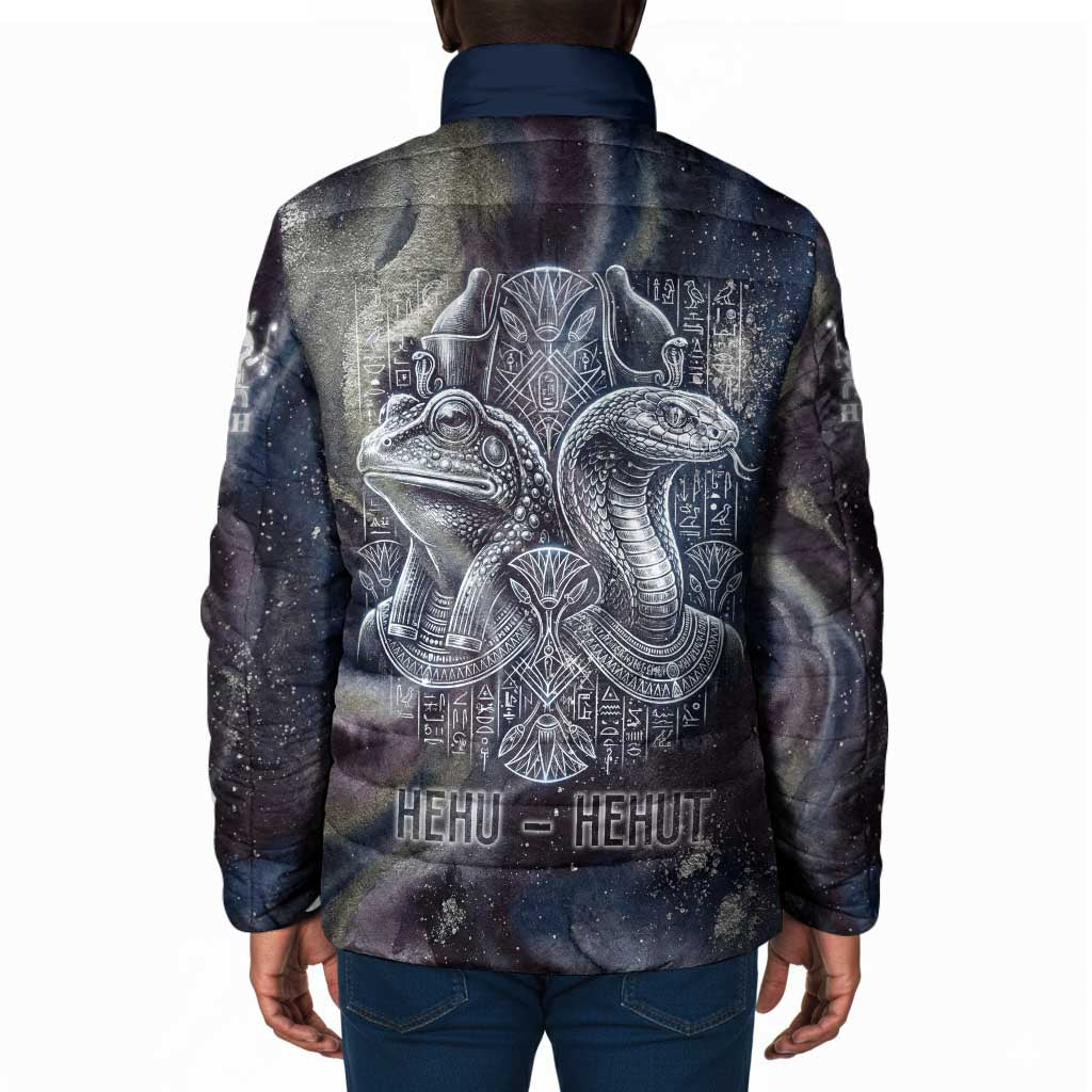 Egyptian Heh and Hauhet Padded Jacket Serpent Duo Design Cosmic Infinity and Eternal Balance Motif
