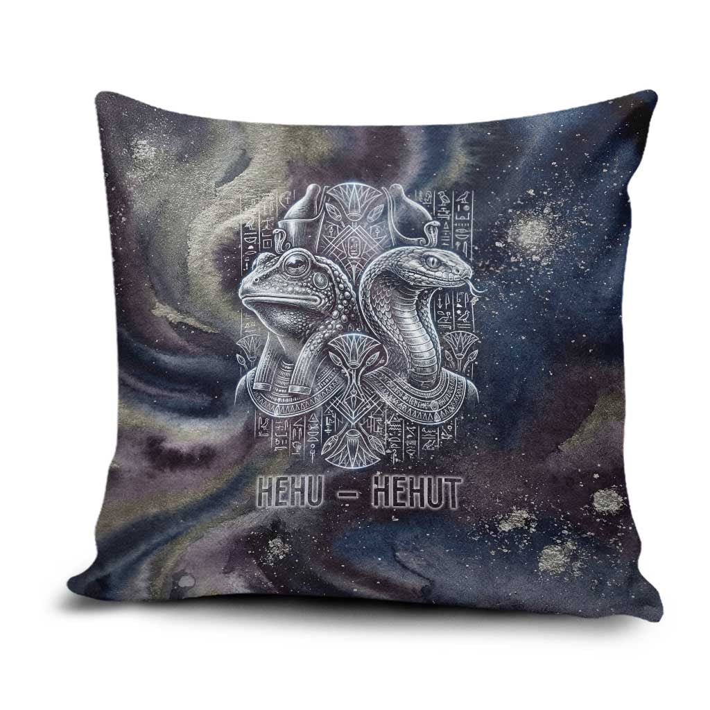 Egyptian Heh and Hauhet Pillow Cover Serpent Duo Design Cosmic Infinity and Eternal Balance Motif