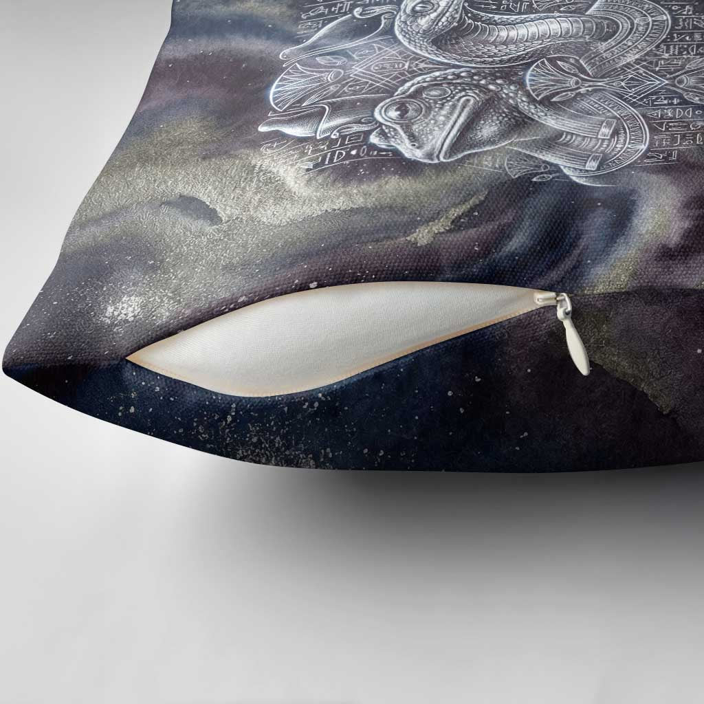 Egyptian Heh and Hauhet Pillow Cover Serpent Duo Design Cosmic Infinity and Eternal Balance Motif