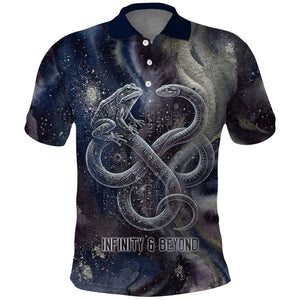 Egyptian Heh and Hauhet Polo Shirt Serpent Duo Design Cosmic Infinity and Eternal Balance Motif