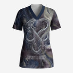 Egyptian Heh and Hauhet Scrub Top Serpent Duo Design Cosmic Infinity and Eternal Balance Motif