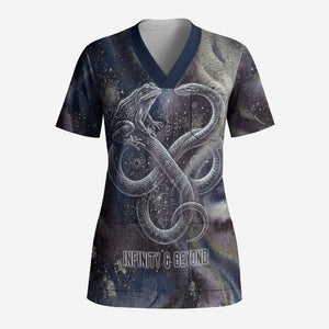 Egyptian Heh and Hauhet Scrub Top Serpent Duo Design Cosmic Infinity and Eternal Balance Motif