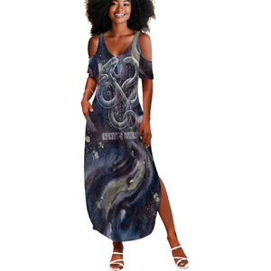 Egyptian Heh and Hauhet Summer Maxi Dress Serpent Duo Design Cosmic Infinity and Eternal Balance Motif