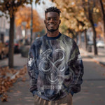 Egyptian Heh and Hauhet Sweatshirt Serpent Duo Design Cosmic Infinity and Eternal Balance Motif